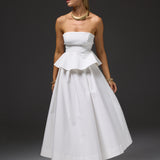 Molly Beyaz Poplin Maxi Etek