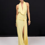 Blaze Pastel Sarı Maxi Elbise