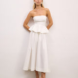 Molly Beyaz Poplin Maxi Etek