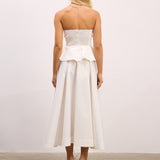 Molly Beyaz Poplin Maxi Etek