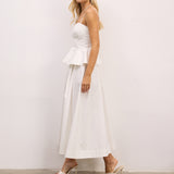 Molly Beyaz Poplin Maxi Etek