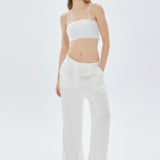 Lucerne Beyaz Payetli Askılı Crop Top