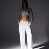 Lucerne Beyaz Payetli Askılı Crop Top