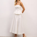 Molly Beyaz Poplin Maxi Etek