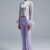 Lilac Dahlia Parlak Vegan Deri Pantolon
