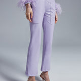 Lilac Dahlia Parlak Vegan Deri Pantolon