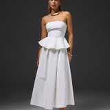 Molly Beyaz Poplin Maxi Etek
