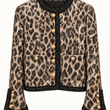 Edie Leopar Üstü Şeffaf Payetli Blazer