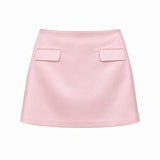 Ambrose Pudra Pembe Saten Mini Etek