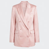 Ambrose Pudra Pembe Saten Oversize Blazer
