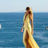 Blaze Pastel Sarı Maxi Elbise