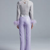 Lilac Dahlia Shiny Vegan Leather Trousers