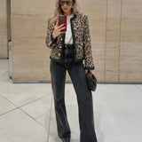 Edie Leopar Üstü Şeffaf Payetli Blazer